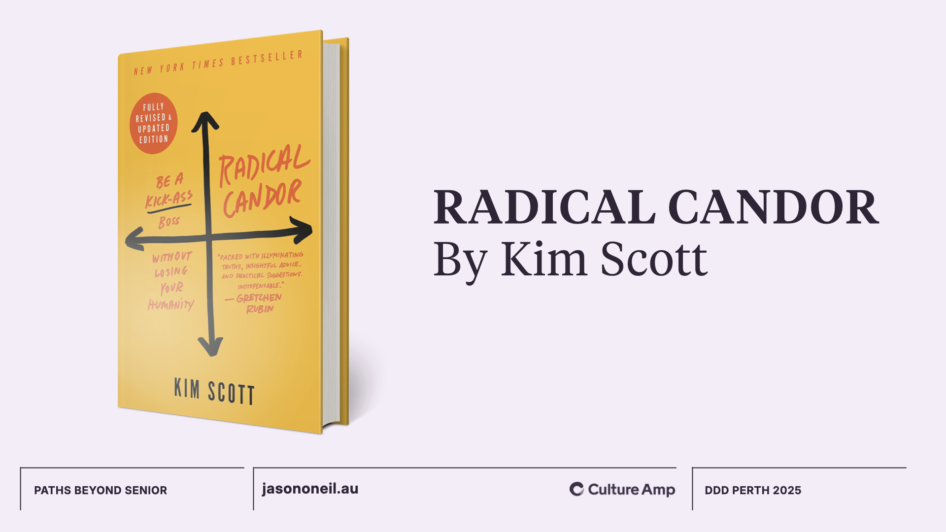 Slide showing photo of the book Radical Candor by Kim Scott